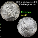 2009-d Washington DC Washington Quarter 25c Grades GEM+ Unc