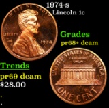 Proof 1974-s Lincoln Cent 1c Grades GEM++ Proof Deep Cameo
