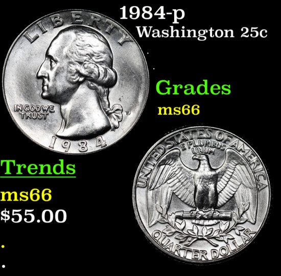 1984-p Washington Quarter 25c Grades GEM+ Unc