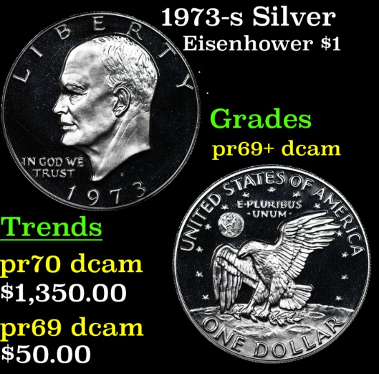1973-s Silver Proof Eisenhower Dollar $1 Grades GEM++ Proof Deep Cameo