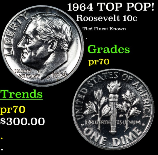 1964 Proof Roosevelt Dime TOP POP! 10c Graded pr70 BY SEGS