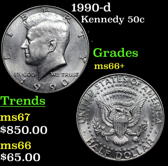 1990-d Kennedy Half Dollar 50c Grades GEM++ Unc