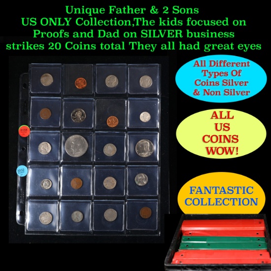 Unique Father & 2 Sons US ONLY Collection,The kids focused on Proofs and Dad on SILVER business stri