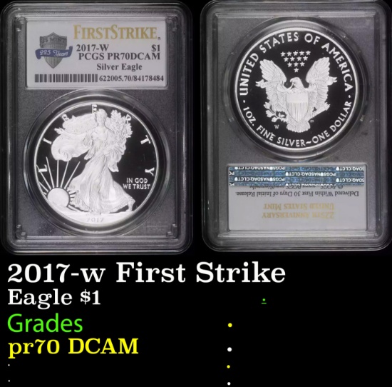 2017-w Proof Silver Eagle Dollar First Strike $1 pr70 DCAM PCGS