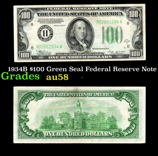 1934B $100 Green Seal Federal Reserve Note Grades Choice AU/BU Slider