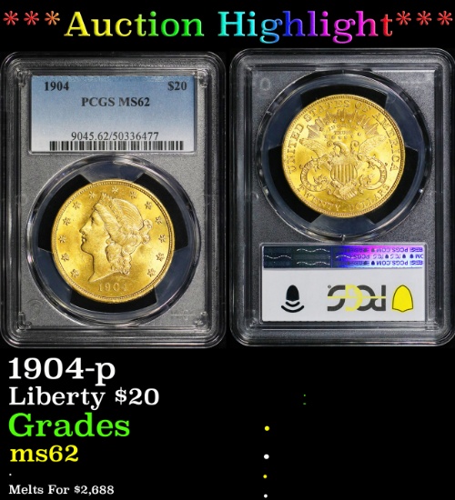 ***Major Highlight*** 1904-p Gold Liberty Double Eagle $20 ms62 PCGS (fc)