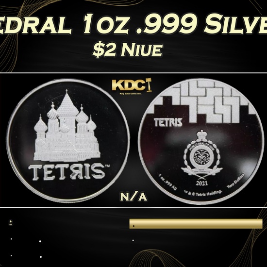 2021 Tetris St. Basil's Cathedral 1oz .999 Silver 37th Aniversary  $2 Niue Grades Ungraded