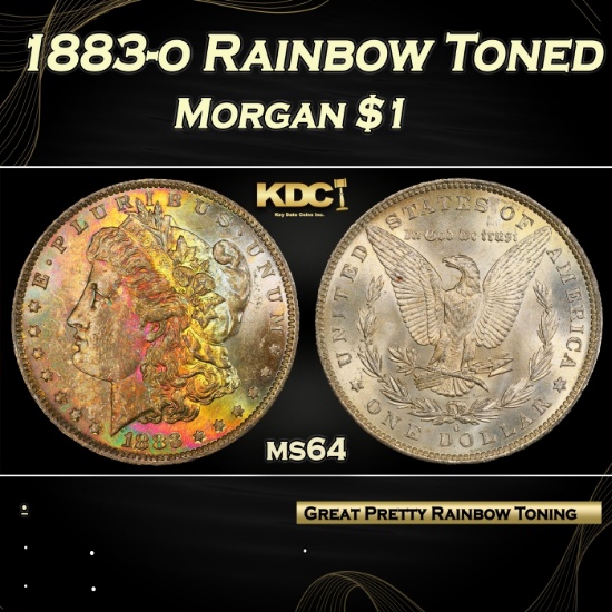 1883-o Morgan Dollar Rainbow Toned $1 ms64 PCGS