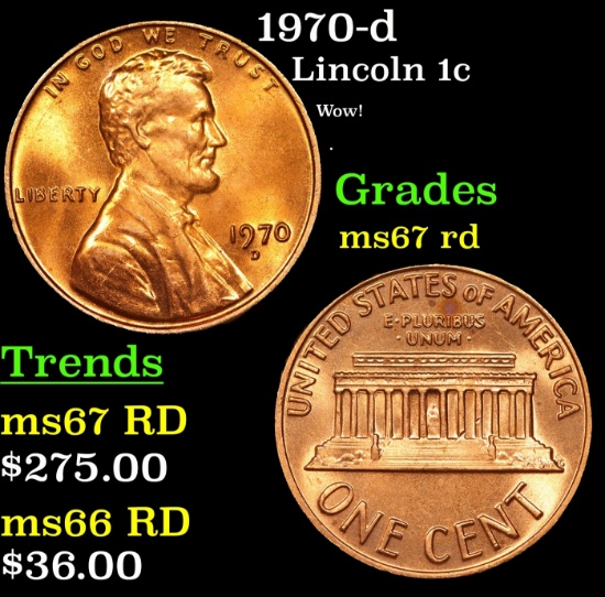 1970-d Lincoln Cent 1c Grades GEM++ Unc RD