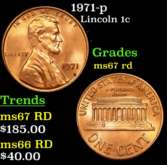 1971-p Lincoln Cent 1c Grades GEM++ Unc RD