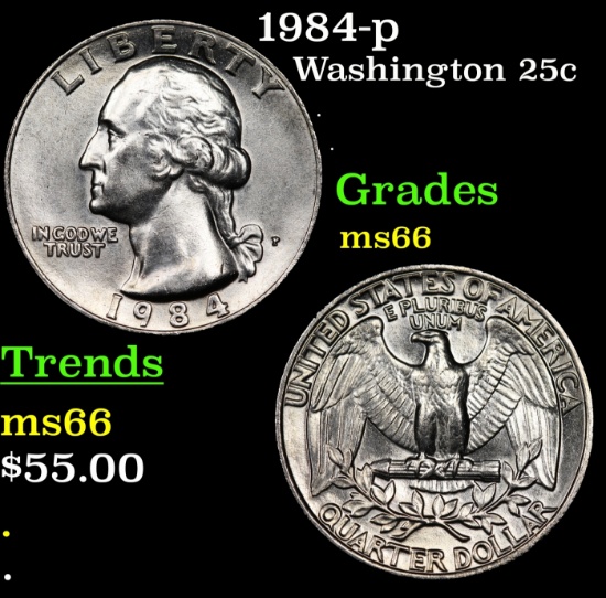 1984-p Washington Quarter 25c Grades GEM+ Unc