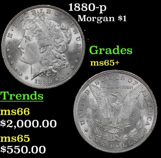 1880-p Morgan Dollar $1 ms65+ SEGS