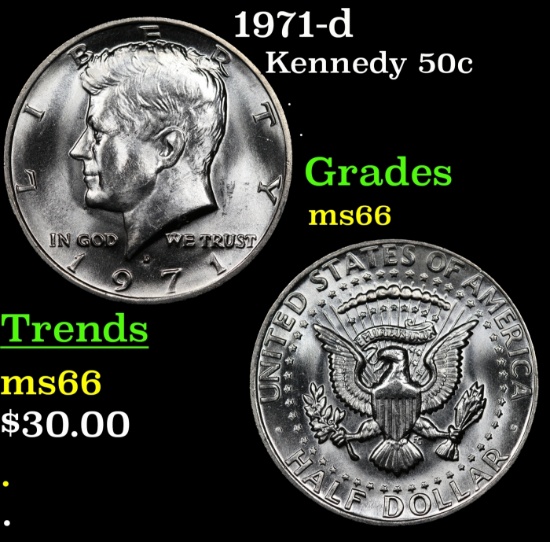 1971-d Kennedy Half Dollar 50c Grades GEM+ Unc