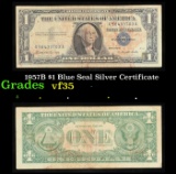 1957B $1 Blue Seal Silver Certificate Grades vf++