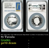NGC 2016-p Star Trek USS Enterprise High Relief  1oz Silver $1 Australlian Tuvalu  Proof pr70 dcam N