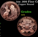 1oz .999 Fine Copper Bullion Round - Jackalope Style Grades Ungraded
