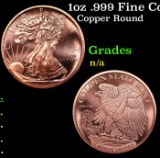1oz .999 Fine Copper Bullion Round - Walking Liberty Style Grades Ungraded