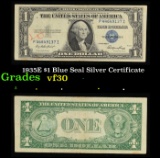 1935E $1 Blue Seal Silver Certificate Grades vf++