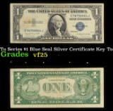1935G Key To Series $1 Blue Seal Silver Certificate Key To Series Grades vf+ Motto