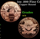 1oz .999 Fine Copper Bullion Round - 