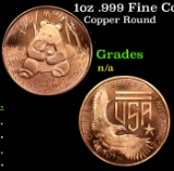 1oz .999 Fine Copper Bullion Round - Panda Style Grades Ungraded