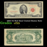1963 $2 Red Seal United States Note Grades vf++