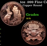 1oz .999 Fine Copper Bullion Round - Jackalope Style Grades Ungraded