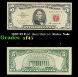 1963 $5 Red Seal United States Note Grades xf+