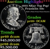 ***Major Highlight*** 1955 Proof Franklin Half Dollar NEar Top Pop! 50c pr68+ DCAM SEGS (fc)