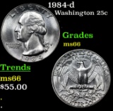 1984-d Washington Quarter 25c Grades GEM+ Unc