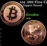 1oz .999 Fine Copper Bullion Round - Bitcoin Style Grades Ungraded