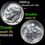 1968-p Roosevelt Dime 10c Grades Gem++ Full Bands