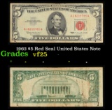 1963 $5 Red Seal United States Note Grades vf+