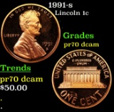 1991-s Proof Lincoln Cent 1c GEM++ Proof Deep Cameo USCG