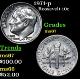 1971-p Roosevelt Dime 10c Grades GEM++ Unc