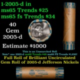 BU Shotgun Jefferson 5c roll, 2005-d Ocean 40 pcs Security Armored Express $2 Nickel Wrapper