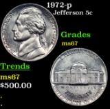 1972-p Jefferson Nickel 5c Grades GEM++ Unc