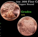 1oz .999 Fine Copper Bullion Round - Walking Liberty Style Grades Ungraded