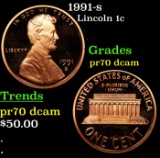 1991-s Proof Lincoln Cent 1c GEM++ Proof Deep Cameo USCG