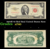 1953B $2 Red Seal United States Note Grades xf