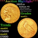 ***Major Highlight*** 1915-s Gold Indian Half Eagle $5 Select+ Unc USCG (fc)