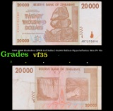 2007-2008 Zimbabwe (ZWR 3rd Dollar) 20,000 Dollars Hyperinflation Note P# 73a Grades vf++