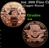 1oz .999 Fine Copper Bullion Round - 