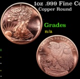 1oz .999 Fine Copper Bullion Round - Walking Liberty Style Grades Ungraded
