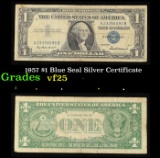 1957 $1 Blue Seal Silver Certificate Grades vf+
