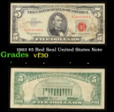 1963 $5 Red Seal United States Note Grades vf++