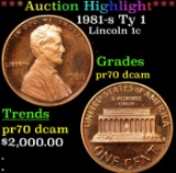 ***Auction Highlight*** 1981-s Ty 1 Proof Lincoln Cent 1c GEM++ Proof Deep Cameo USCG (fc)