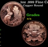 1oz .999 Fine Copper Bullion Round - Jackalope Style Grades Ungraded