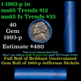 BU Shotgun Jefferson 5c roll, 1963-p 40 pcs Bell Telephone Co $2 Nickel Wrapper