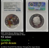 NGC 2016 Disney Mickey Band Concert Colorized $2 Silver Niue Proof pr70 dcam NGC